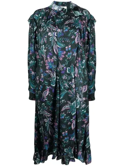 Isabel Marant Étoile Bellini Floral-printed Midi Dress In Grün