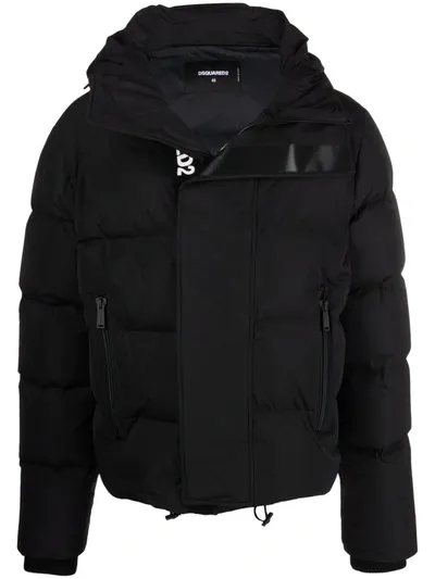 Dsquared2 Logo-print Puffer Coat In Nero