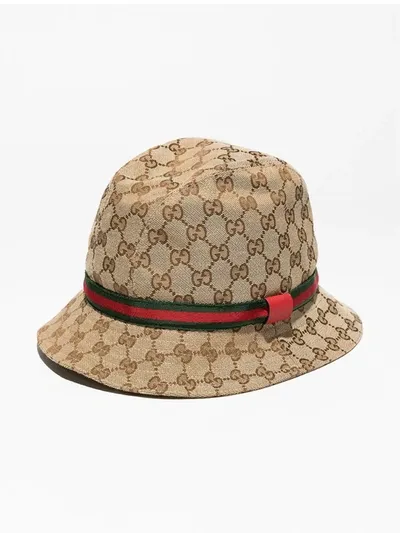 Gucci Kids' Original Gg Monogram Canvas Fedora Hat 4-8 Years In Beige