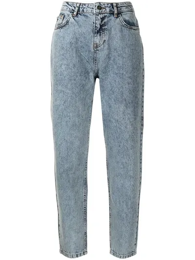 Twinset Cropped Denim Jeans In Blue