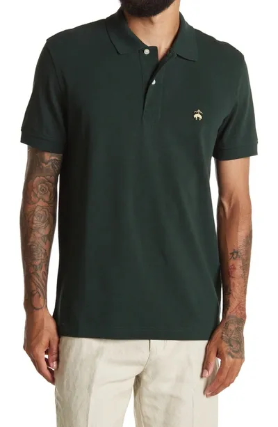 Brooks Brothers Short Sleeve Knit Supima Stretch Polo Shirt In Dark Green