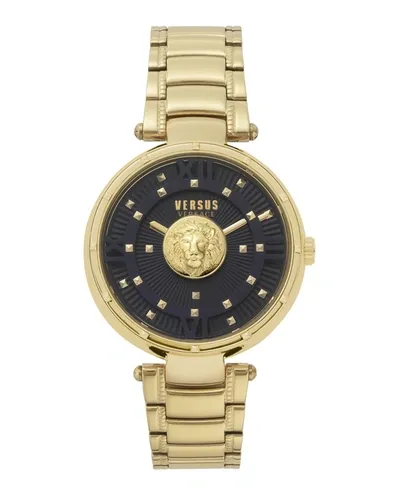 Versus 38mm Goldtone Ip Stainless Steel Studded Bracelet Watch In Black