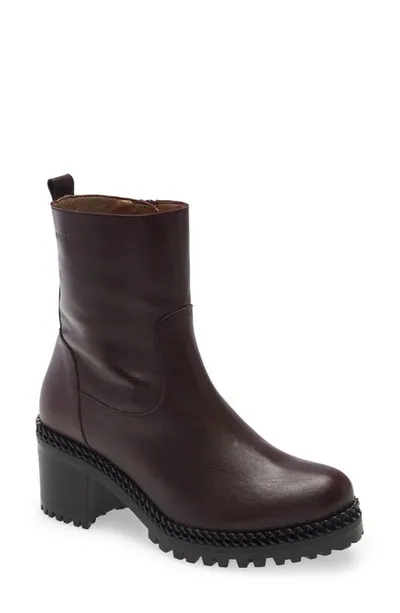 Wonders Waterproof Lug Sole Bootie In Vino