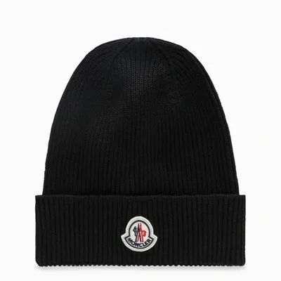 Moncler Black Logo-patch Beanie