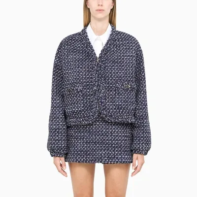 Valentino Blue Tweed Zipped Jacket