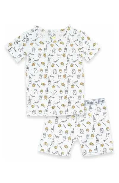 Bellabu Bear Kids'  Milk & Cookies Two-piece Fitted Pajamas