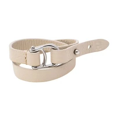 Pre-owned Aigner Off White Leather Double Tour Logo Bracelet