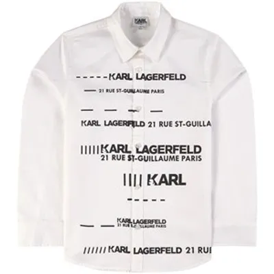 Karl Lagerfeld Teen Logo-print Cotton Shirt In White