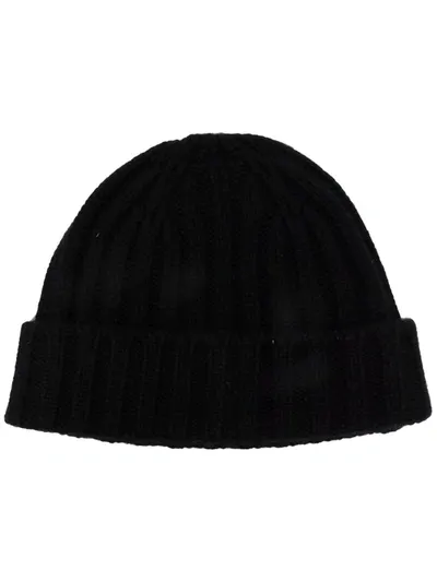 Aspesi Ribbed Cashmere Beanie In Black