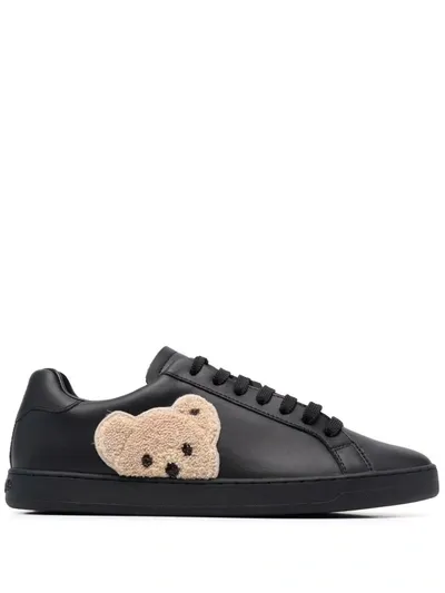 Palm Angels Black Teddy Bear Tennis Sneakers In Black Brown