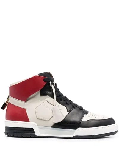 Buscemi White Leather Air Jon Hi Sneakers In Red