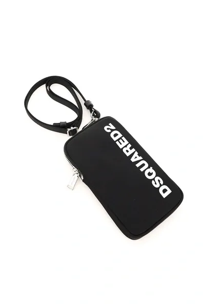 Dsquared2 Logo Print Neck Pouch In Black