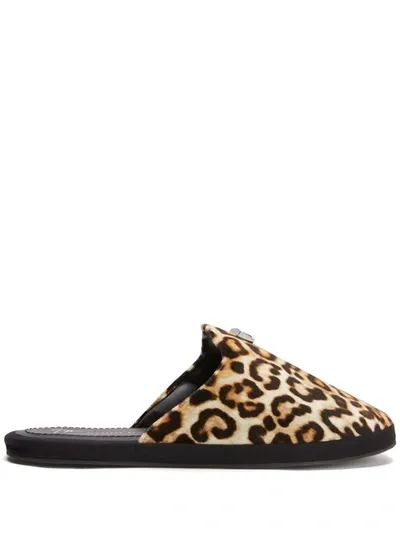 Giuseppe Zanotti Leopard-print Slip-on Slippers In Beige