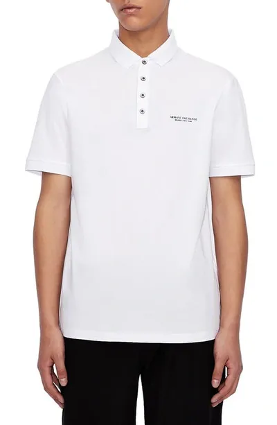 Armani Exchange Milano New York Cotton Polo Shirt In White