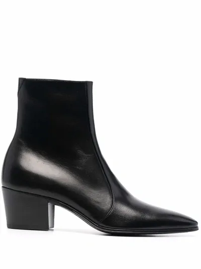 Saint Laurent Pointed-toe Ankle Boots In Black