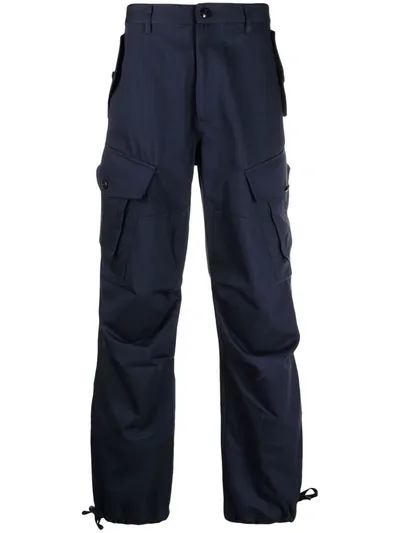 Kenzo Logo-embroidered Cargo Trousers In Blue