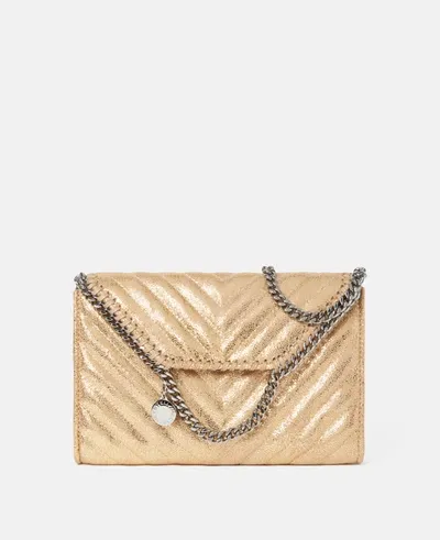 Stella Mccartney Falabella Mini Shoulder Bag In Shiny Gold