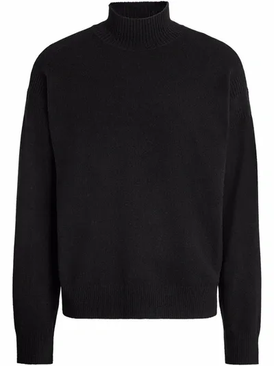 Z Zegna Mock-neck Wool-blend Jumper In 黑色