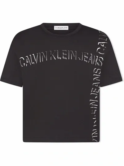 Calvin Klein Kids' Logo-print Cotton T-shirt In Black