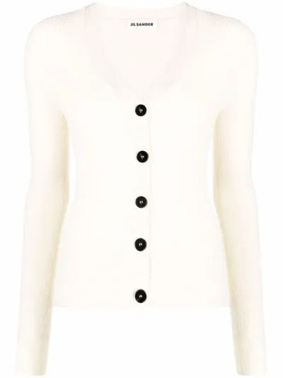 Jil Sander Button-up Knitted Cardigan In White