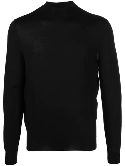 Drumohr Mock-neck Merino Jumper In Black