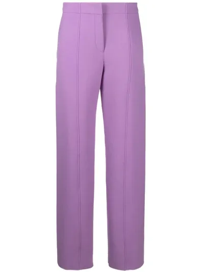 Ferragamo Purple Wool Blend Straight Trousers In Violet