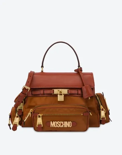 Moschino Safari Hand Bag In Caramel