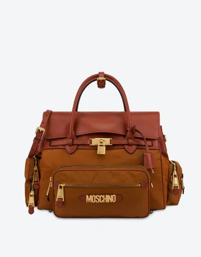 Moschino Safari Big Size Hand Bag In Caramel