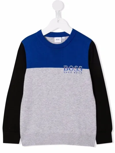 Bosswear Kids' Colourblock Logo Sweatshirt In Grey