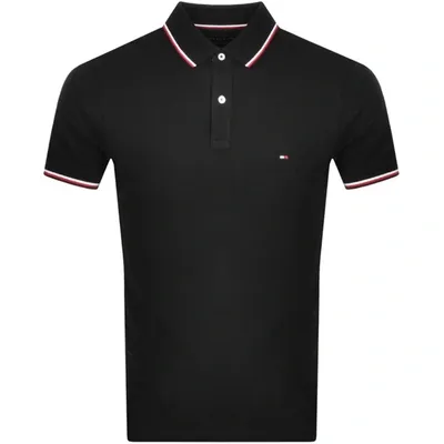 Tommy Hilfiger Tipped Slim Fit Polo T Shirt Black