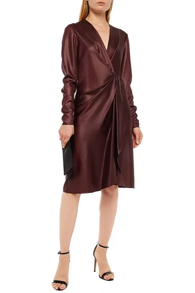 Rag & Bone Mckenzie Twist-front Satin-crepe Dress In Brown