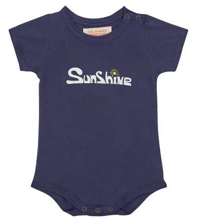 The Animals Observatory Baby Chimpanzee Sunshine Onesie In Blue