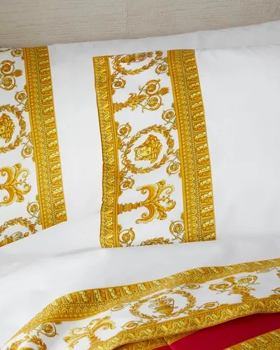 Versace Barocco Robe King Pillowcase Pair In White Gold