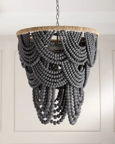 Regina Andrew Lorelei Wood Bead Chandelier In Grey