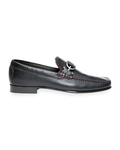 Donald J Pliner Men's Dacio Contrast-stitch Loafers In Black