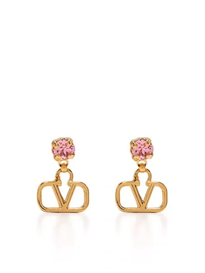 Valentino Garavani Vlogo Signature Crystal Earrings In Gold