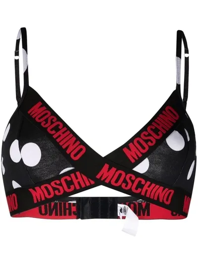 Moschino All-over Polka Dots Triangle Bra In Black