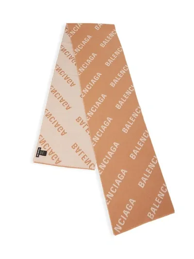 Balenciaga Reversible Logo-jacquard Wool Scarf In Beige