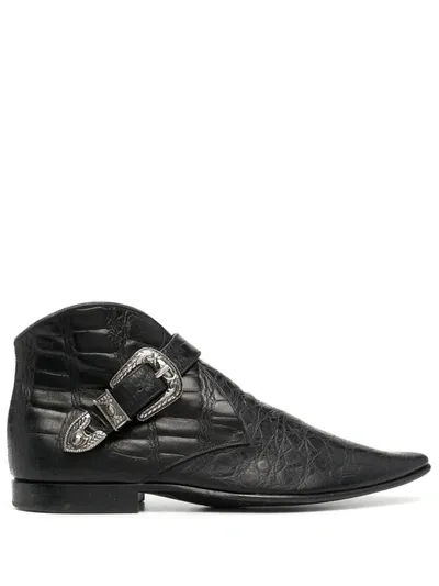 Saint Laurent Dixon Buckle Boots In Black