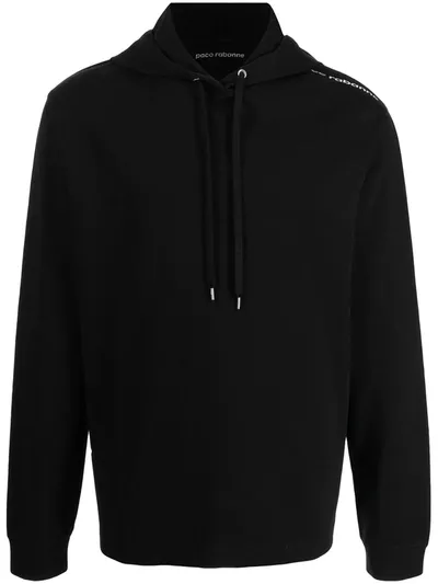 Rabanne Jersey Logo Print Hoodie In Black