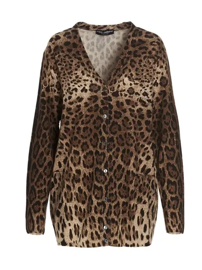 Dolce & Gabbana Leopard Printed Cardigan In Multi