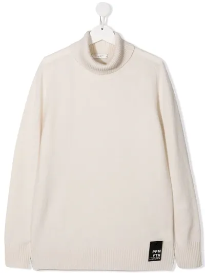 Paolo Pecora Teen Roll-neck Merino Wool Jumper In White