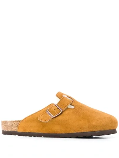 Birkenstock Shearling Lined Slippers In Brown