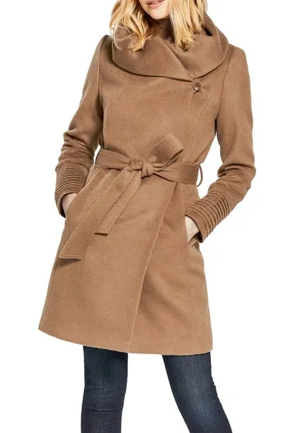 Sentaler Hooded Alpaca & Wool Wrap Coat In Dark Camel