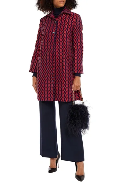 Valentino Jacquard Coat In Red