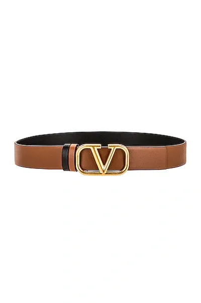 Valentino Garavani Vlogo Buckle Belt In Brown