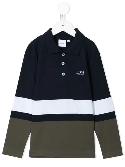 Bosswear Kids' Colour-block Polo Shirt In Blue