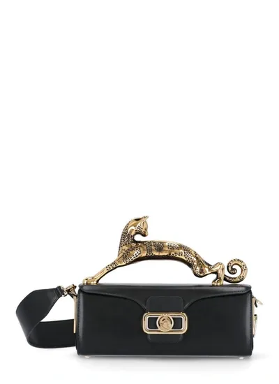 Lanvin Nano Pencil Cat Leather Top Handle Bag In Black