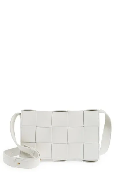 Bottega Veneta Cassette Maxi Intreccio Cabat Bag In White