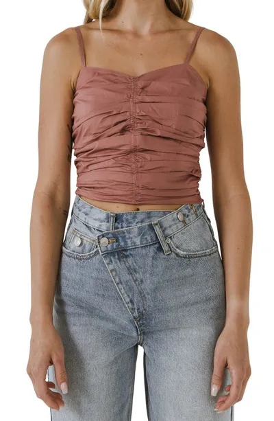 Endless Rose Shirred Cotton Tank Top In Mauve